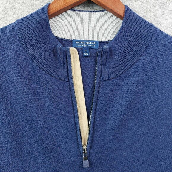 Peter Millar Sweater Vest Mens XL Crown Crafted Quarter Zip Cotton Silk Cashmere - Picture 3 of 6